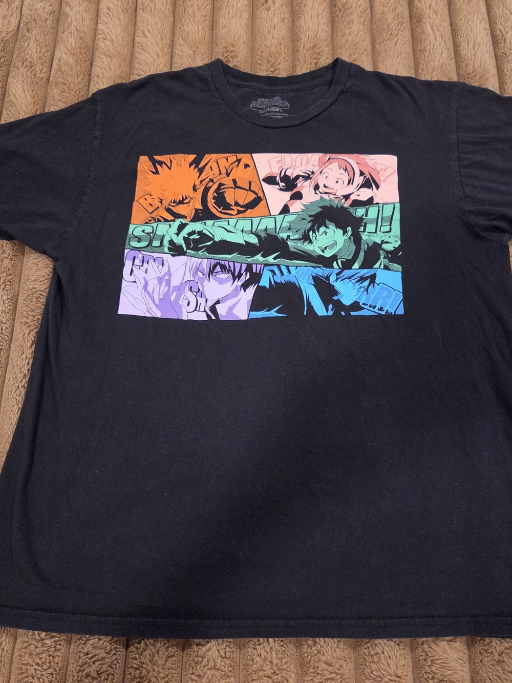 My Hero Academia Funimation Mens Graphic T-Shirt Black Crew Neck 100% Cotton LG